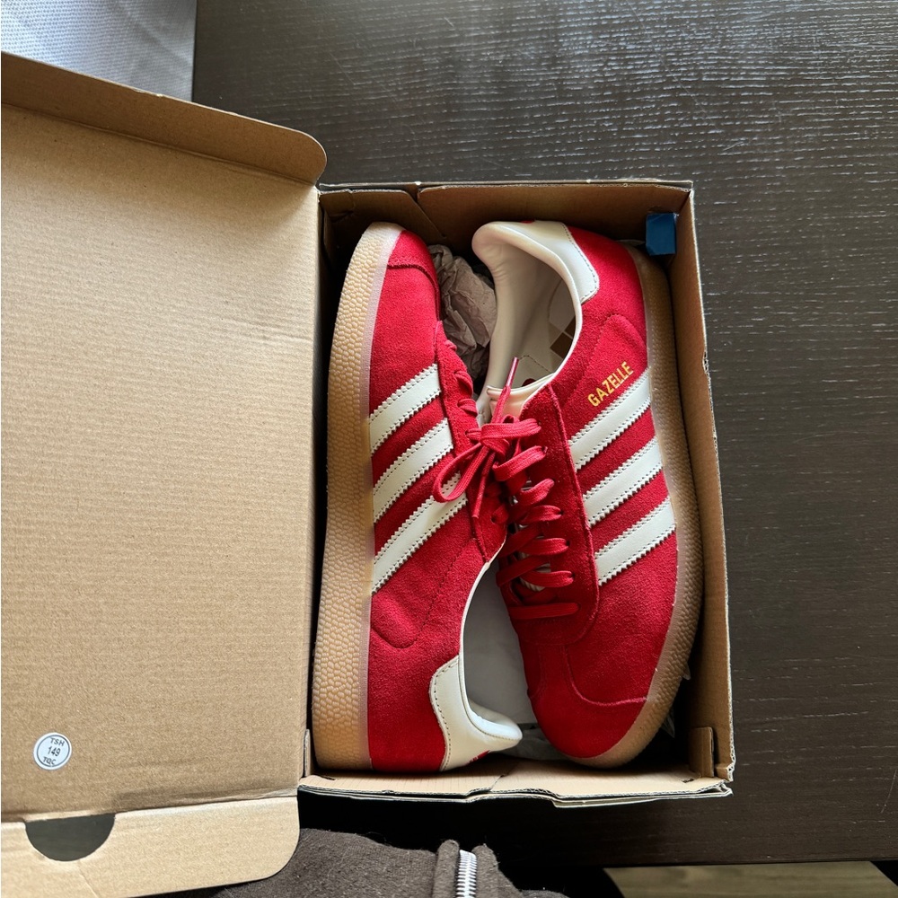 Adidas Red and White Sneakers